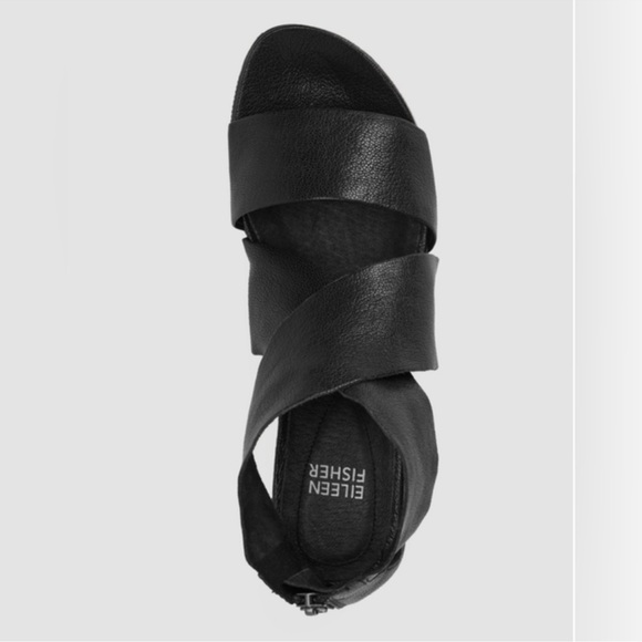Eileen Fisher Sport Tumbled Leather Sneakers Sandals Black Size 8 - Picture 3 of 9